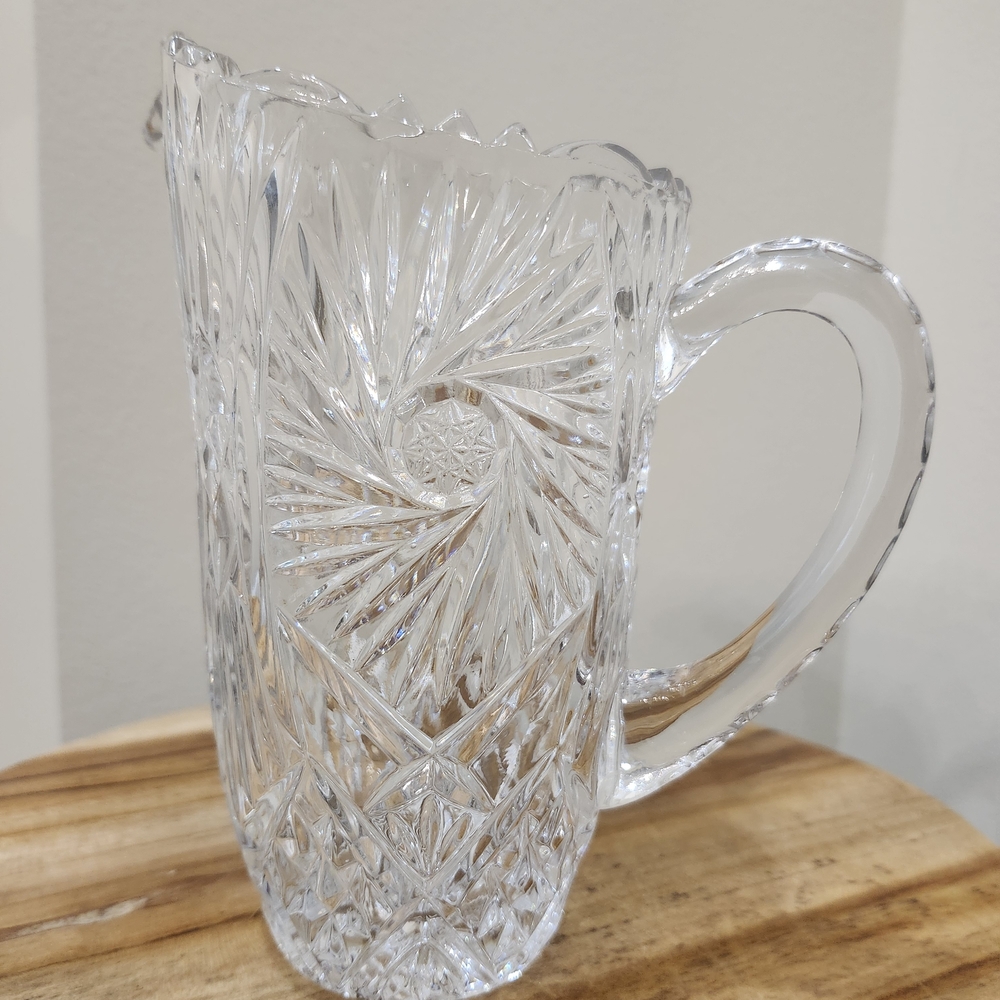 American Brilliant Period Cut 20 Oz Glass Water Pitcher 7"x5" - Picture 6 of 6